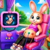 Babyborrel met konijnenthema icon