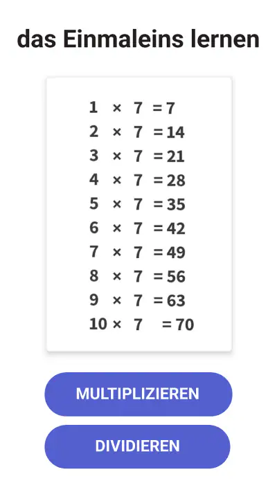 Einmaleins Mathe - Trainer 1x1 screenshot 1