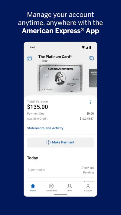 Amex screenshot 1