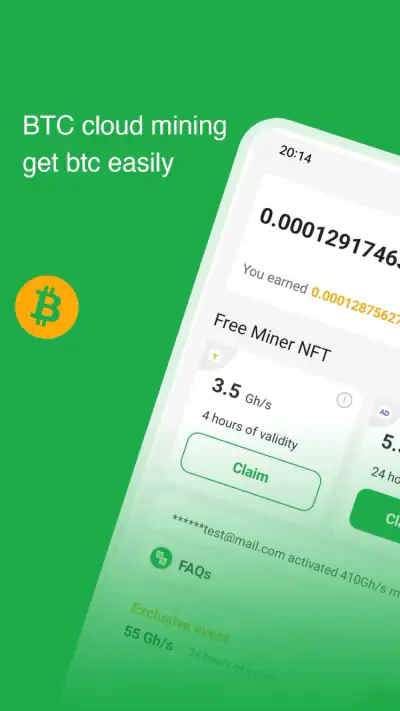 BtcCoin-Cloud Miner Mining screenshot 1