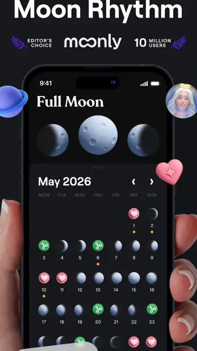 Moonly: Moon Phases & Calendar screenshot 1