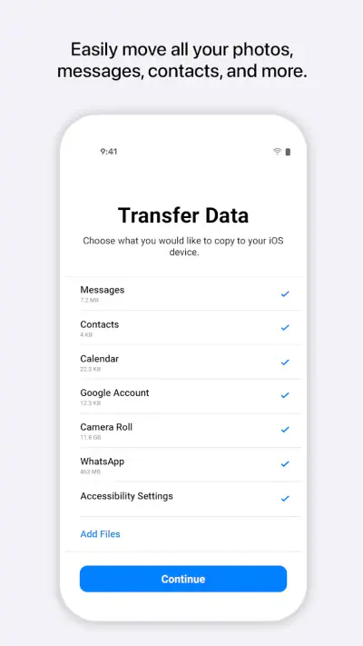 Move to iOS screenshot 1