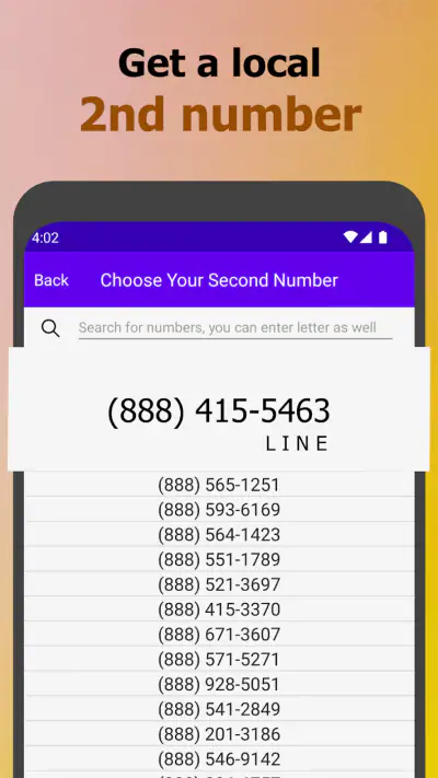 My 2nd Line Text Call Number screenshot 1