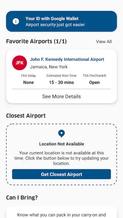 MyTSA screenshot 1