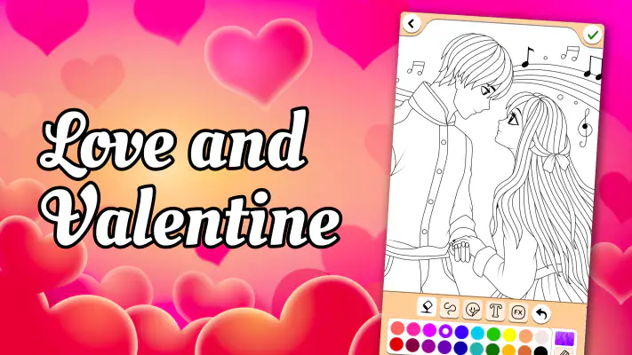 Valentines love coloring book screenshot 1
