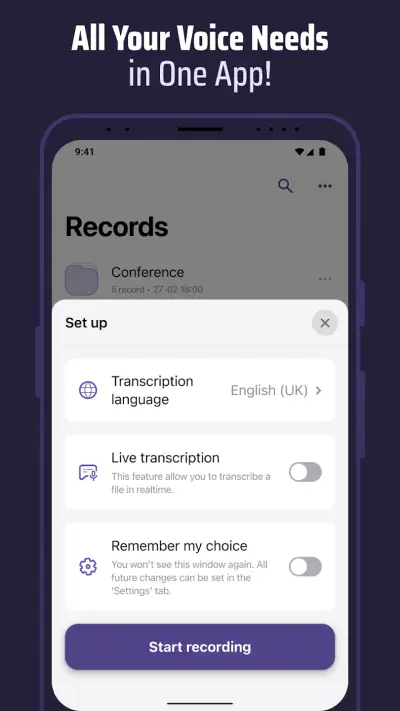 Voice & Transcribe - QuickVox screenshot 1