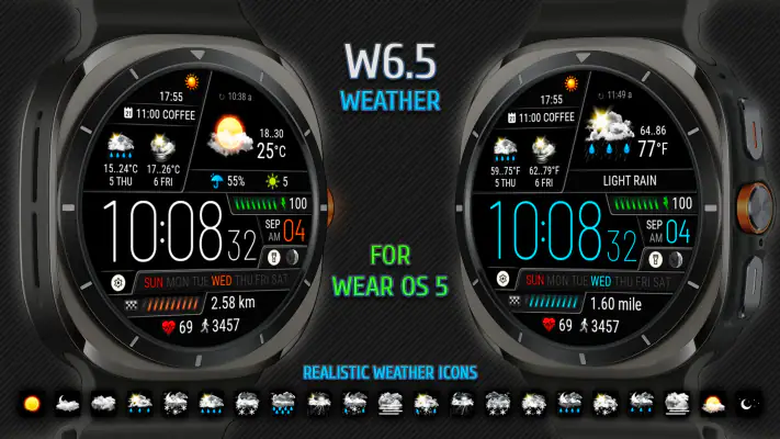 Weather watch face W6.5 screenshot 1