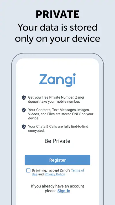 Zangi Private Messenger screenshot 1