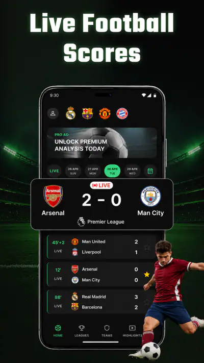 Live Score: Resultados Fútbol screenshot 1