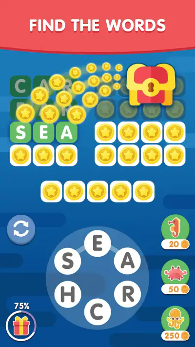 Word Search Sea: Woordspel screenshot 1